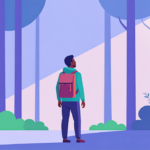 Person standing in serene forest. Taking time to slowing down for wisdom.